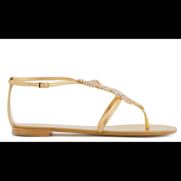 giuseppe zanotti NIB gold leather & crystal sandal - Picture 6 of 14